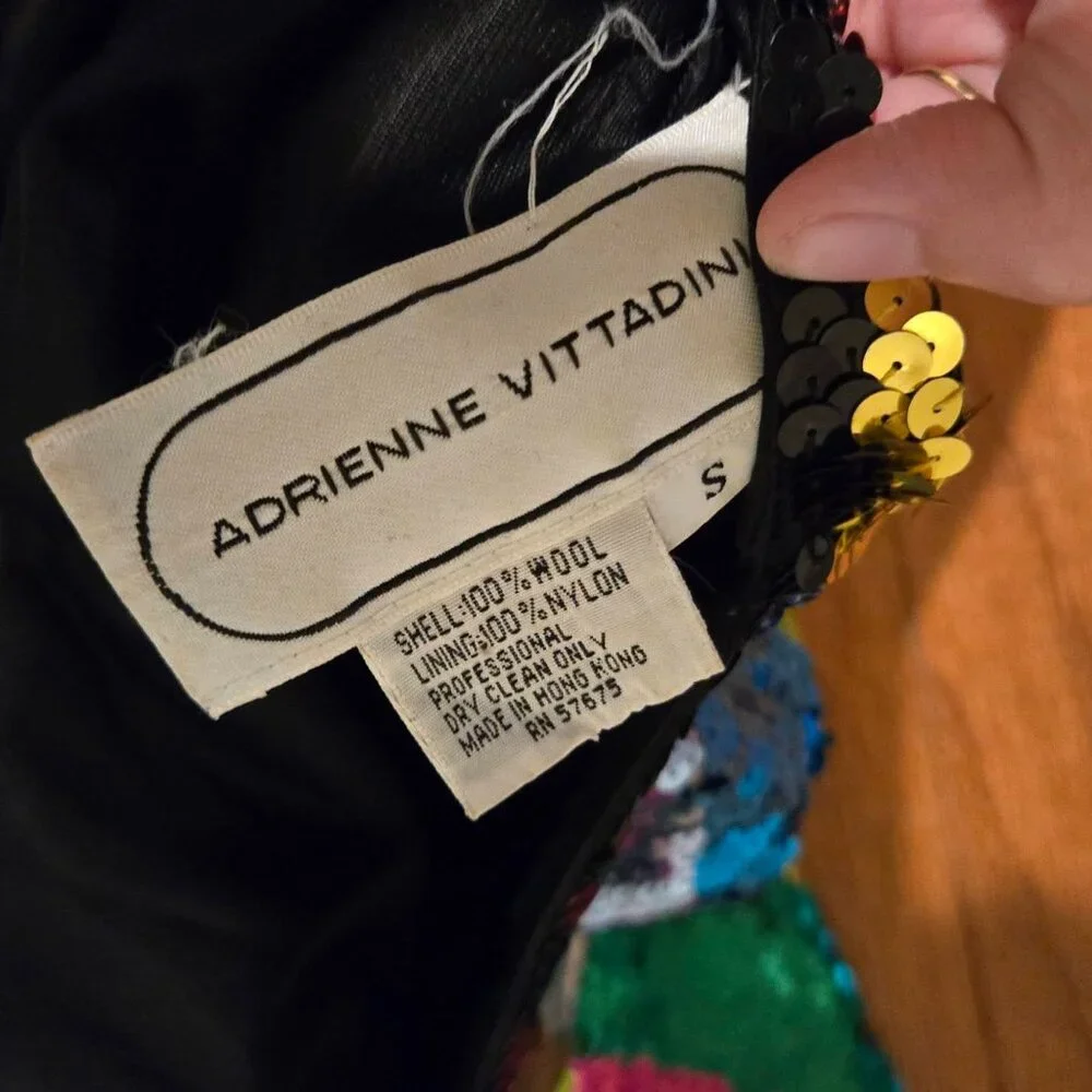 Vintage Adrienne Vittadini Rainbow Sequin Glitter Patchwork Jacket Small - Picture 15 of 15